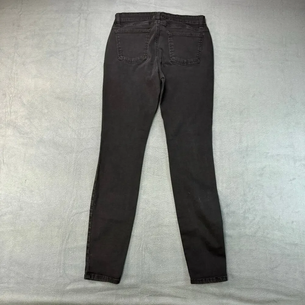 Eileen‎ Fisher Jeans Skinny Straight Women Size 8 Black Gray Faded Stretch Hip